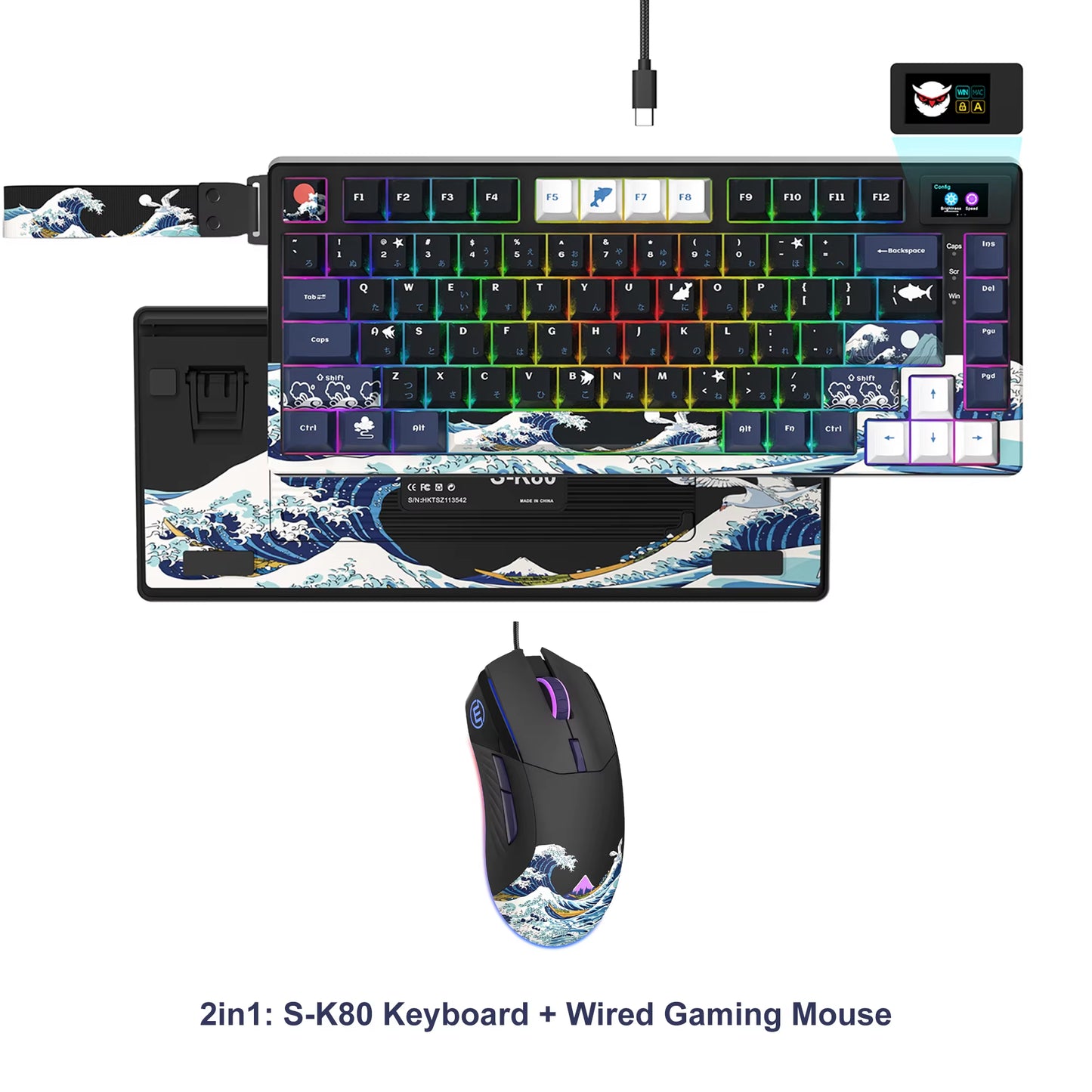 Elevate Your Gaming Experience with the S-K80 75% Mechanical Keyboard Featuring Color OLED Display and RGB Backlighting
