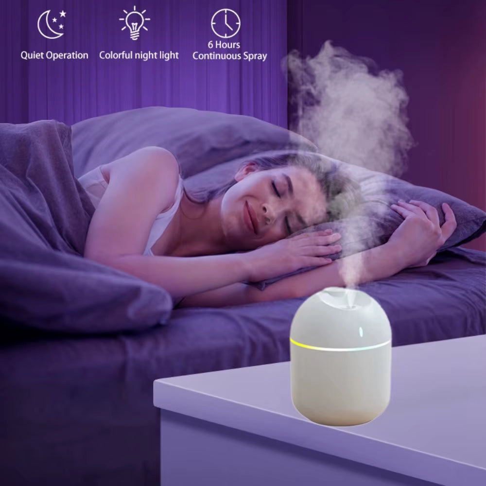270ML Air Humidifier Cool Mist Aroma Diffuser LED Night Light Power-Off Protect USB Humidificador for Home Office