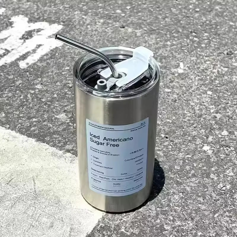 Stay Hydrated in Style with Our Insulated 600ml Stainless Steel Thermos Cup - Portable and Leak-Proof with Convenient Straw