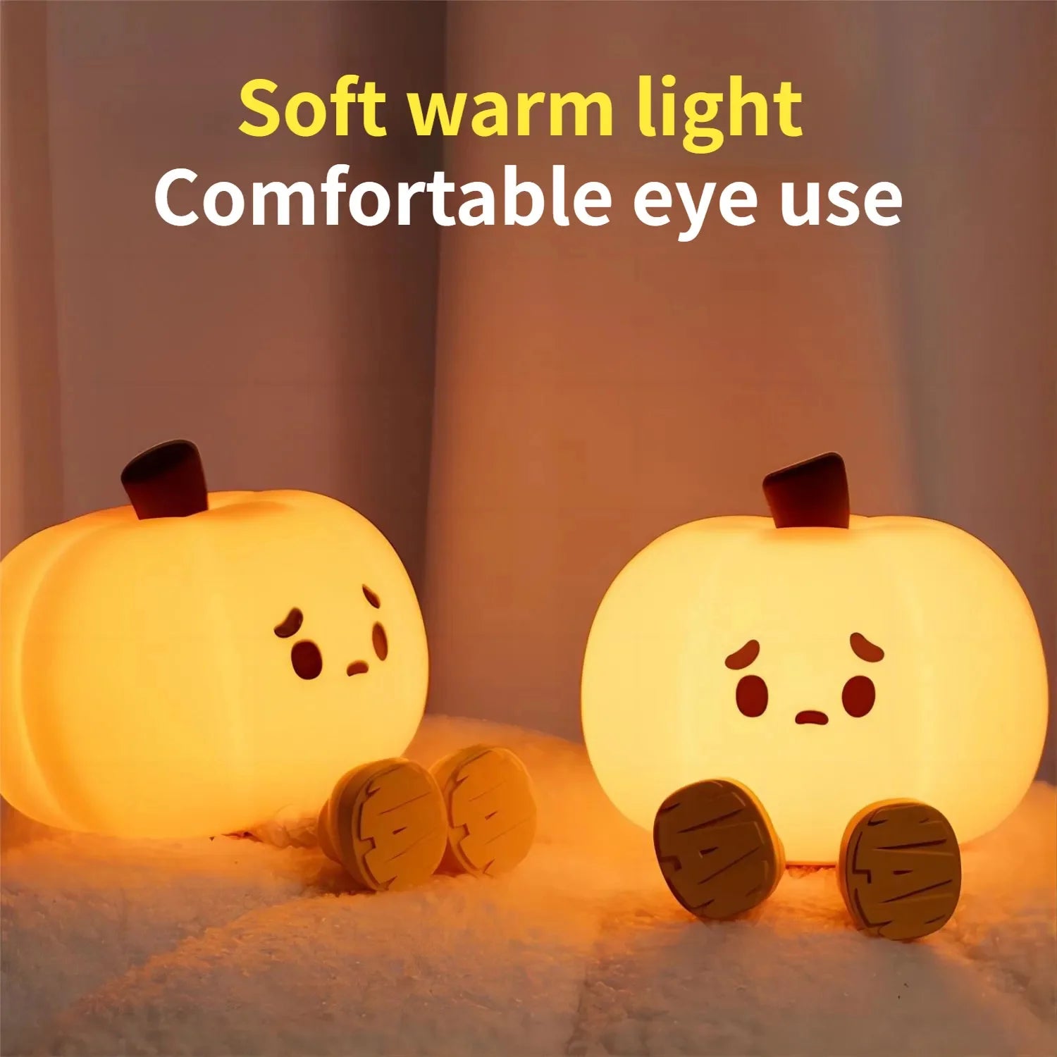 Enchanting Touch Dimmable Halloween Pumpkin Night Light - Soft Silicone, Rechargeable Bedside Lamp for Kids & Festive Decor