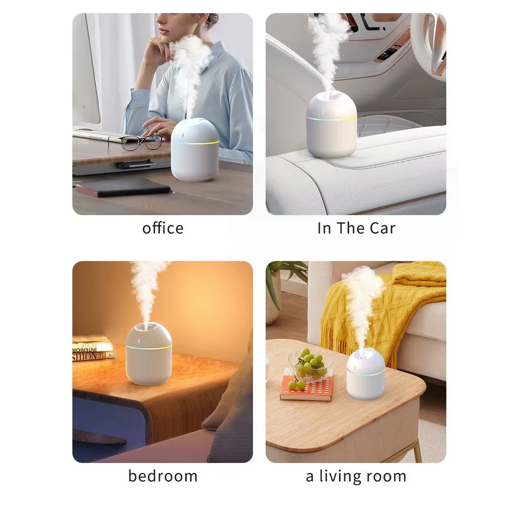270ML Air Humidifier Cool Mist Aroma Diffuser LED Night Light Power-Off Protect USB Humidificador for Home Office