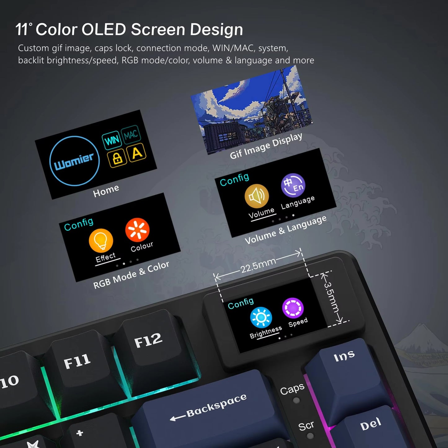 Elevate Your Gaming Experience with the S-K80 75% Mechanical Keyboard Featuring Color OLED Display and RGB Backlighting