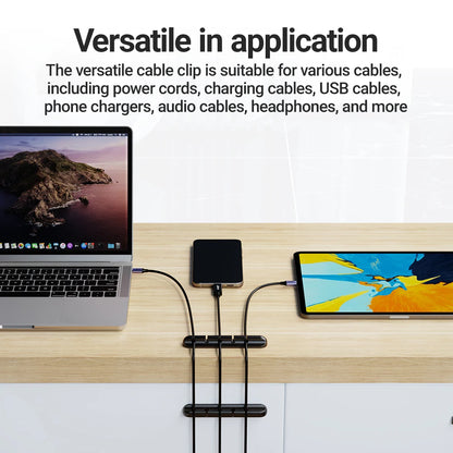 Adhesive Cable Holder Clips | Desk & Nightstand Cord Management Organizer for USB, Power, and Mouse Cables