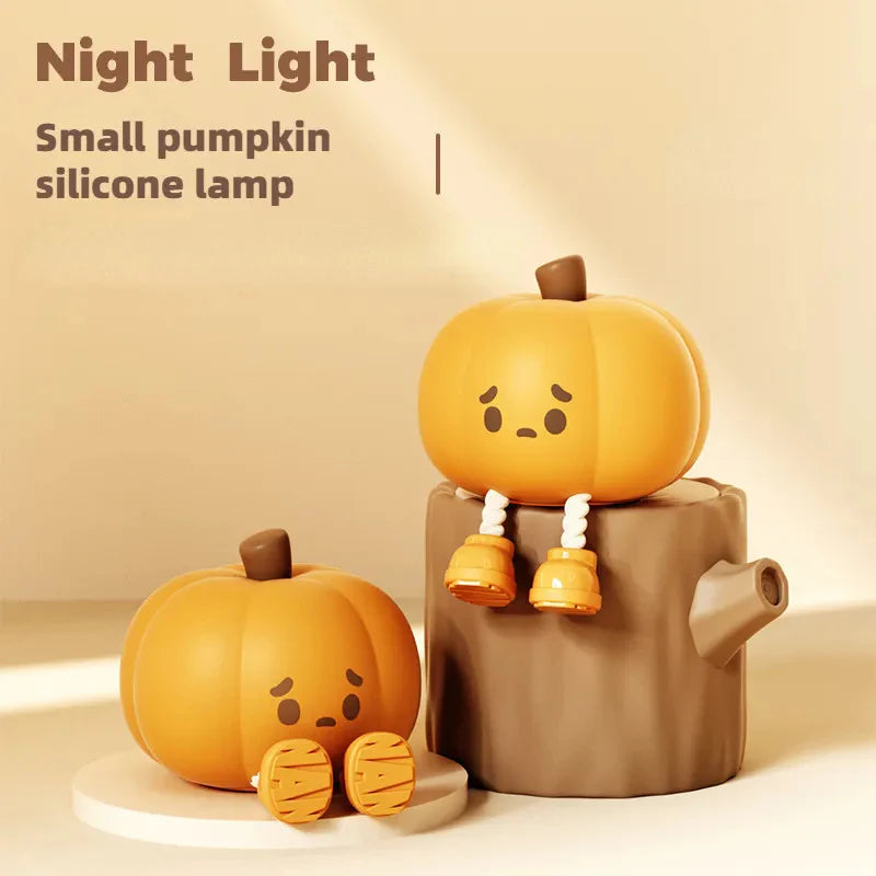 Enchanting Touch Dimmable Halloween Pumpkin Night Light - Soft Silicone, Rechargeable Bedside Lamp for Kids & Festive Decor