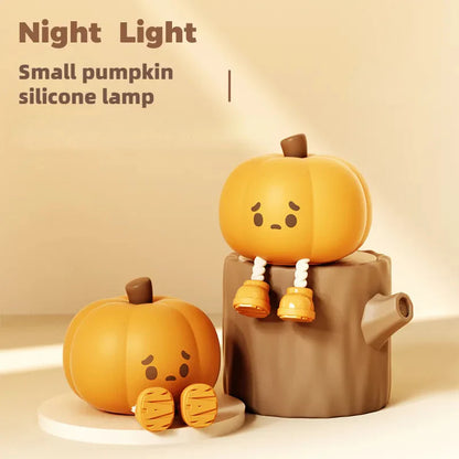 Enchanting Touch Dimmable Halloween Pumpkin Night Light - Soft Silicone, Rechargeable Bedside Lamp for Kids & Festive Decor