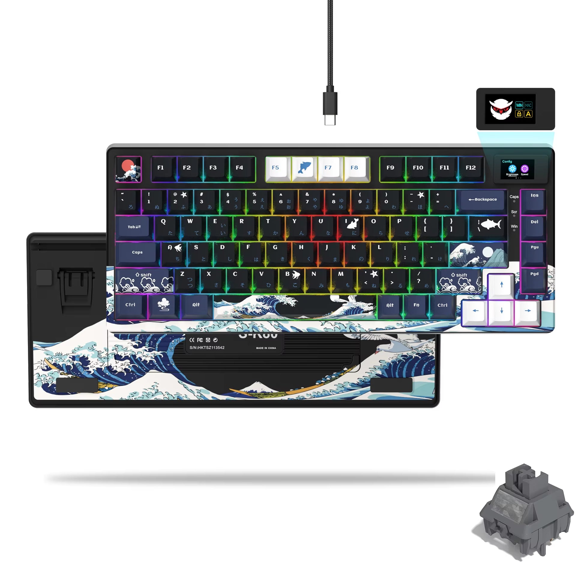 Elevate Your Gaming Experience with the S-K80 75% Mechanical Keyboard Featuring Color OLED Display and RGB Backlighting