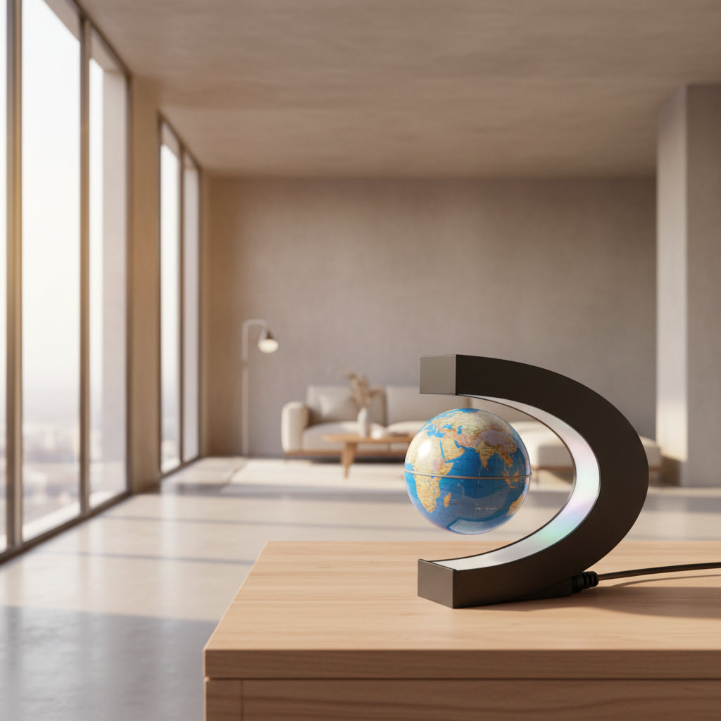 Magnetic Levitation Globe Lamp with Illuminated World Map - Distinctive Anti-Gravity Home Décor and Ideal Gift for Birthdays
