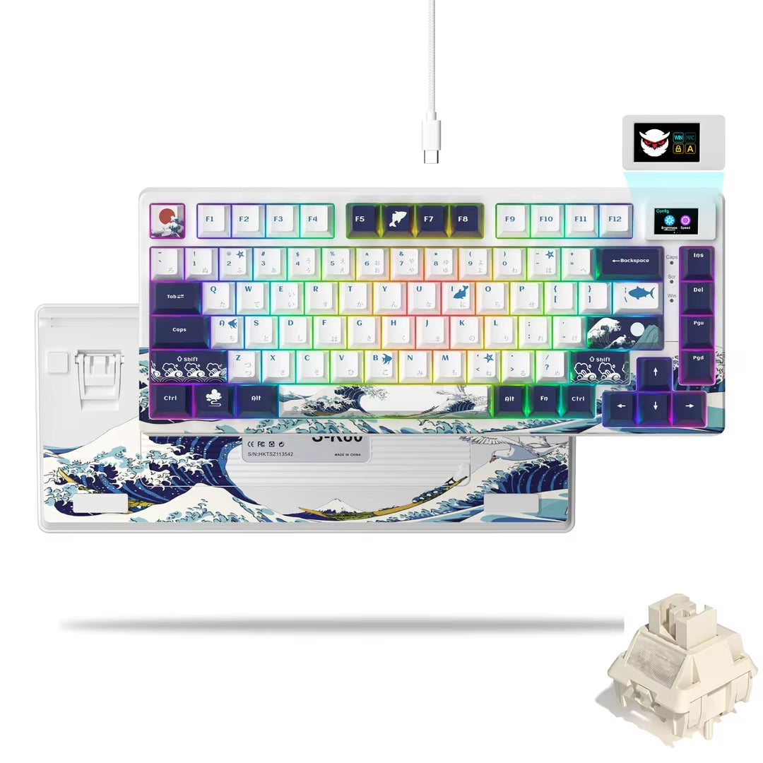 Elevate Your Gaming Experience with the S-K80 75% Mechanical Keyboard Featuring Color OLED Display and RGB Backlighting